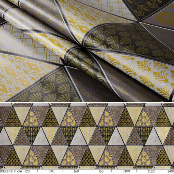 Wachstuch Wachstuchtischdecke Futuristik Schwarz Gold abwaschbar
