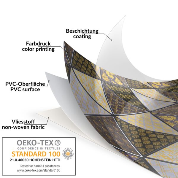 Wachstuch Wachstuchtischdecke Futuristik Schwarz Gold abwaschbar