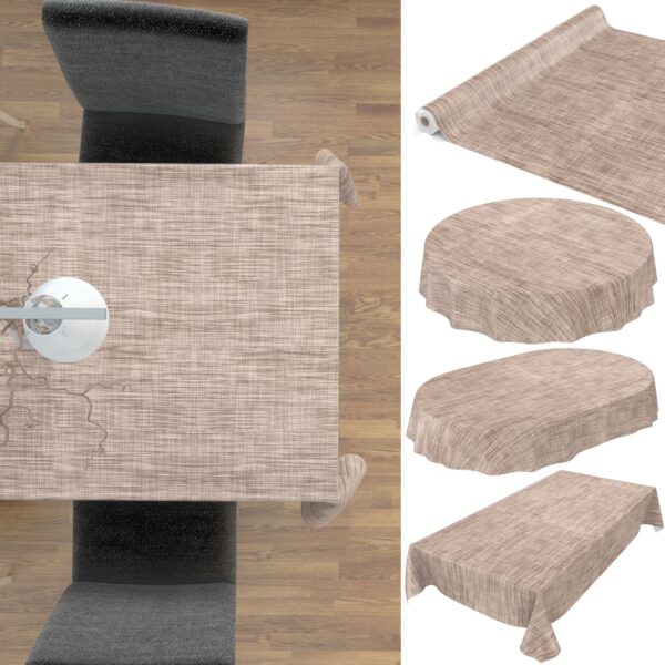 Wachstuchtischdecke Tischdecke abwaschbar Wachstuch Gartentischdecke Leinenoptik Braun