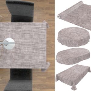 Wachstuch Tischdecke Outdoor Gartentischdecke Leinenoptik Beige Wachstischdecke