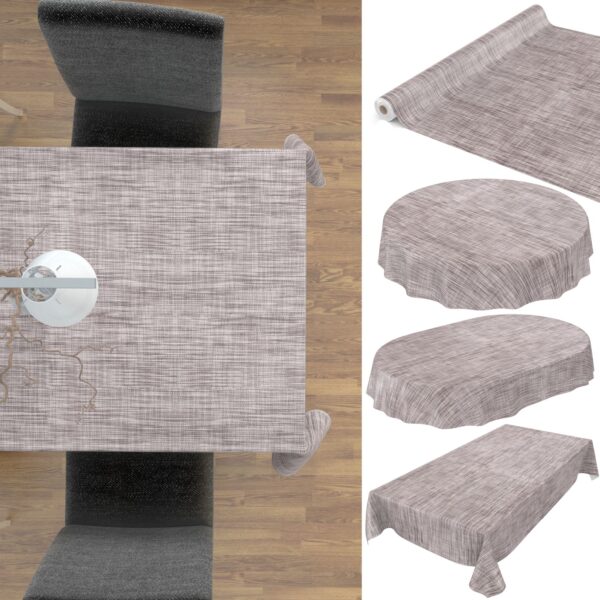 Wachstuch Tischdecke Outdoor Gartentischdecke Leinenoptik Beige Wachstischdecke