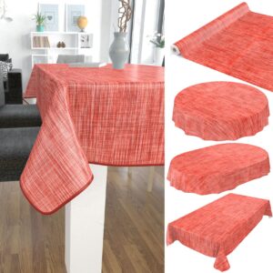 Wachstuch Tischdecke Wachstischdecke Gartentischdecke Outdoor Indoor Leinenoptik Rot