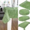 Wachstuchtischdecke Wachstuch Gartentischdecke Leinenoptik Grün Tischdecke abwaschbar