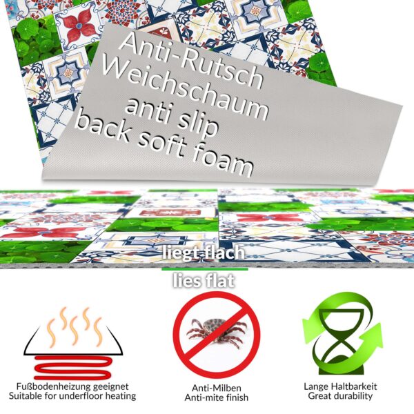 PVC Läufer für Flur Küche Bad – Isolierend Fliesengarten Mehrfarbig 80cm Breit