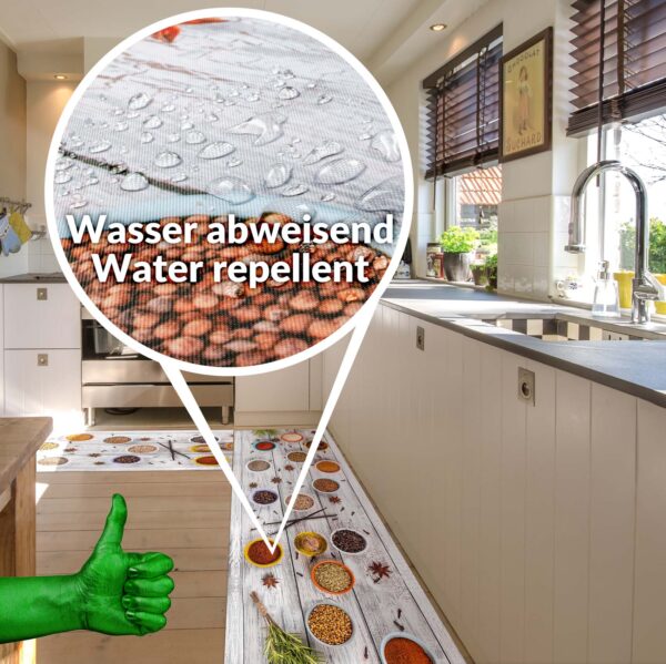 Küchenläufer isolierend Boden Läufer abwaschbar Textil + PVC rutschfest Gewürze Mehrfarbig 50cm Breit