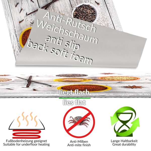 Küchenläufer isolierend Boden Läufer abwaschbar Textil + PVC rutschfest Gewürze Mehrfarbig 50cm Breit