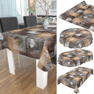 Tischdecke Holz Rustikal Herz Liebe Braun pflegeleicht abwaschbar Wachstuch Wachstuchtischdecke