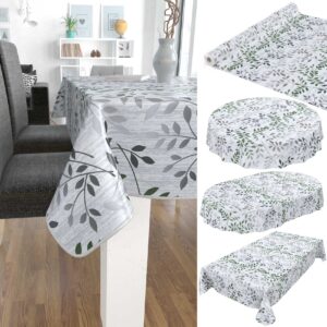Tischdecke Wachstuch Blätter Silber pflegeleicht abwaschbar Wachstuchtischdecke