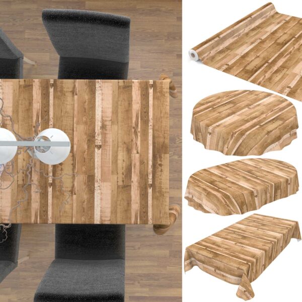 Tischdecke Wachstuch Holz Industrie Brett Industry Beige pflegeleicht abwaschbar Wachstuchtischdecke