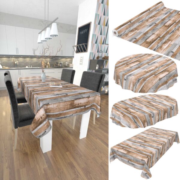 Tischdecke Wachstuch Holz Industrie Brett Industry Mehrfarbig pflegeleicht abwaschbar Wachstuchtischdecke
