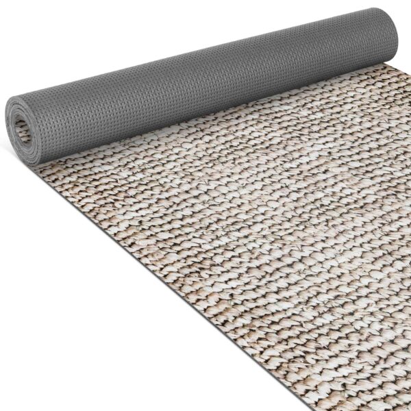 Teppichläufer Küchenläufer rutschfest abwischbar Teppich Flechoptik Stroh Beige 65cm Breit