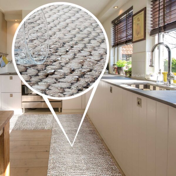 Teppichläufer Küchenläufer rutschfest abwischbar Teppich Flechoptik Stroh Beige 65cm Breit