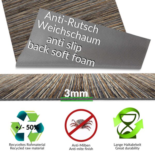 Küchenläufer Teppich Linien Braun Breite 65cm Teppichläufer