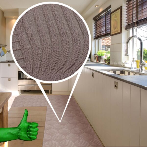 Küchenläufer Premium 3-Schicht Boden gummiert Läufer waschbar Blätter Ornament Braun 65cm Breit