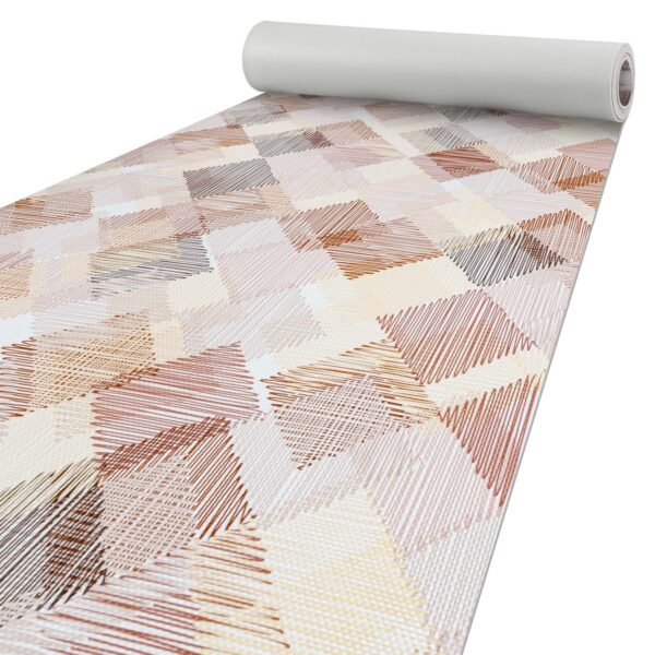 PVC Küchenteppich abwaschbar Läufer Patchwork Textil Beige 50cm Breit