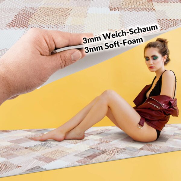 PVC Küchenteppich abwaschbar Läufer Patchwork Textil Beige 50cm Breit