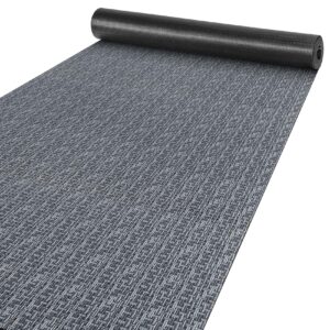 Küchenläufer Qualität 3-Schicht Boden gummiert Läufer waschbar Flechtoptik Grau 65cm Breit
