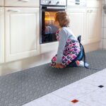 Küchenläufer Qualität 3-Schicht Boden gummiert Läufer waschbar Flechtoptik Grau 65cm Breit