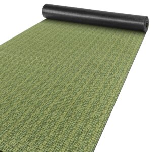 Premium Läufer Küchen Teppich rutschfest waschbar Flechtoptik Grün 65cm Breit
