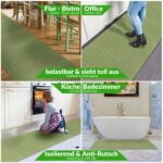 Premium Läufer Küchen Teppich rutschfest waschbar Flechtoptik Grün 65cm Breit