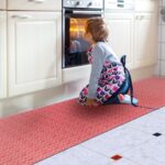 Küchenteppich pflegeleicht Premium Läufer waschbar Flechtoptik Rot 65cm Breit