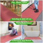 Küchenteppich pflegeleicht Premium Läufer waschbar Flechtoptik Rot 65cm Breit