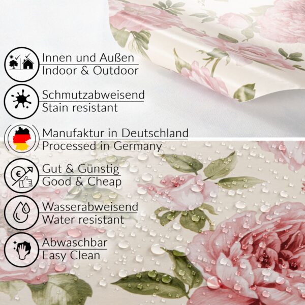 Wachstuchtischdecke abwaschbare Tischdecke Outdoor Natalie Blumen Gartentischdecke wetterfest