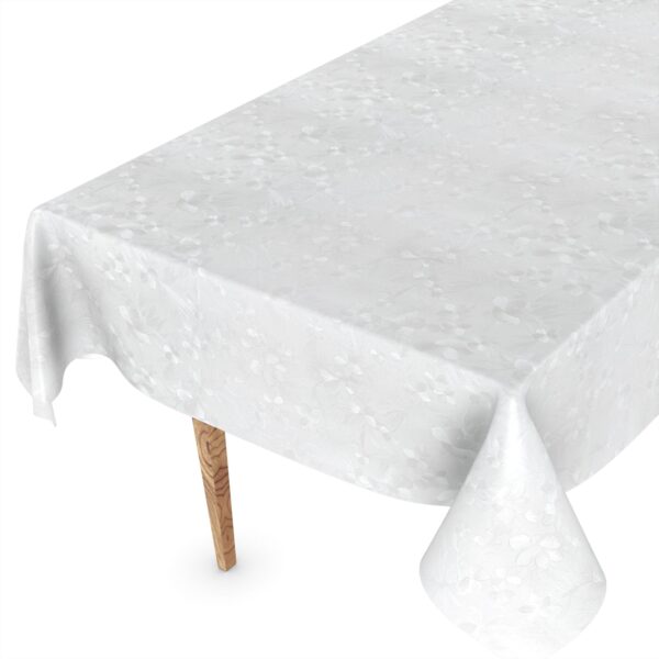 Wachstuch Tischdecke abwaschbar Wachstischdecke Meterware Weiß Blumen Reliefdruck Outdoor Tischdecke Gartentischdecke