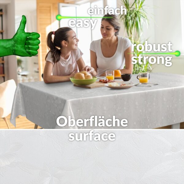 Wachstuch Tischdecke abwaschbar Wachstischdecke Meterware Weiß Blumen Reliefdruck Outdoor Tischdecke Gartentischdecke
