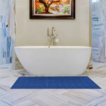 Badematte Weichschaummatte Badvorleger Schaummatte Blau Breite 65cm Meterware