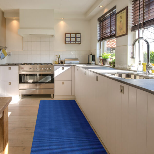 Badematte Weichschaummatte Badvorleger Schaummatte Blau Breite 65cm Meterware