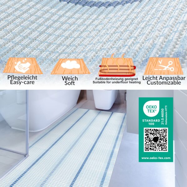 Weichschaummatte Badematte rutschfest Badvorleger Meterware Antirutschmatte Teppich Blau/Braun/Grün 65cm Breite