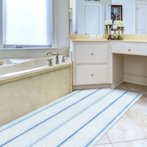 Weichschaummatte Badematte rutschfest Badvorleger Meterware Antirutschmatte Teppich Blau/Braun/Grün 65cm Breite
