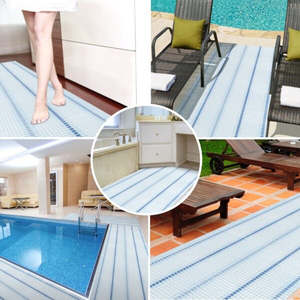 Weichschaummatte Badematte rutschfest Badvorleger Meterware Antirutschmatte Teppich Blau/Braun/Grün 65cm Breite