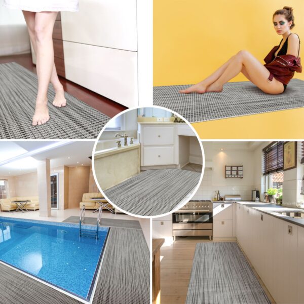 Badematte Weichschaummatte Meterware Badvorleger Leinenoptik Schwarz Breite 65cm