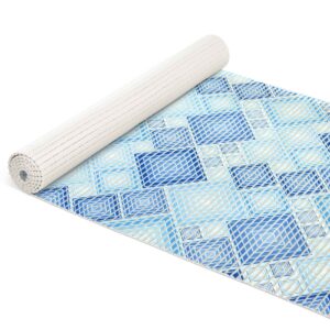 Weichschaummatte Badematte Badvorleger Karo Blau Breite 65cm Meterware