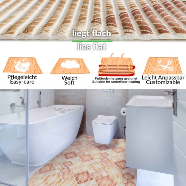 Badematte Weichschaummatte Bad Karo Braun Breite 80cm Badvorleger Meterware