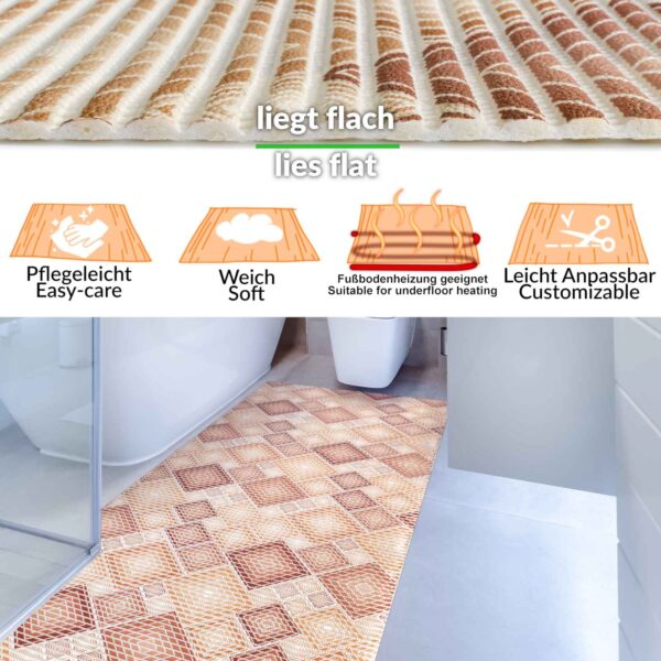 Badematte Weichschaummatte Badvorleger Karo Braun Breite 65cm Meterware