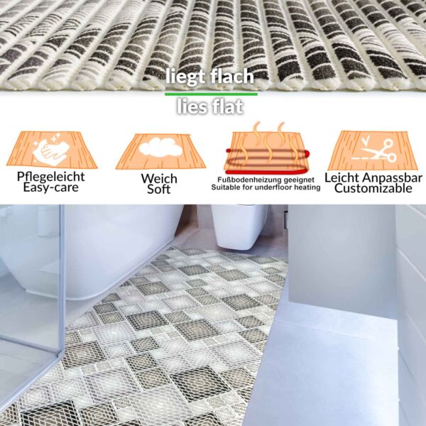Badematte Weichschaummatte Karo Grau Breite 65cm Schaummatte Badvorleger Meterware