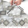 Badematte Weichschaummatte Karo Grau Breite 65cm Schaummatte Badvorleger Meterware