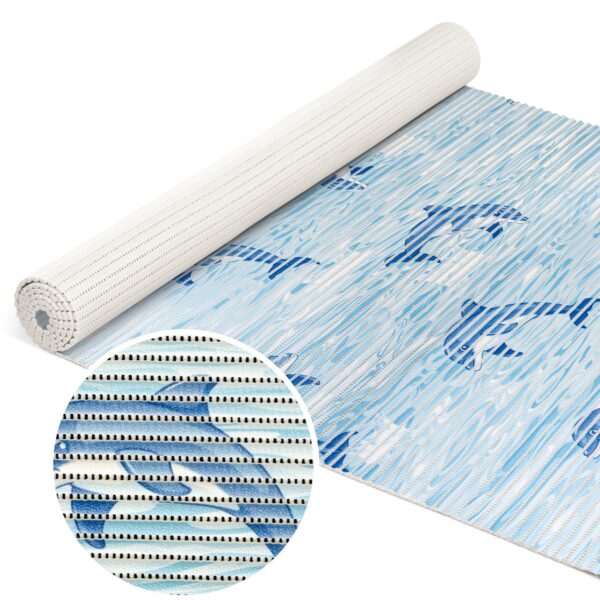 Badematte aus Meterware Delfine Maritim Blau Breite 80cm Weichschaummatte Badvorleger