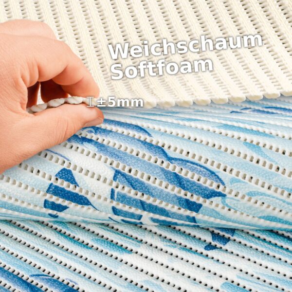 Weichschaummatte Badematte Maritim Delfine Hellblau Breite 65cm Meterware