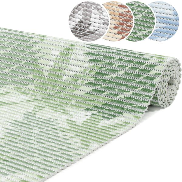 Weichschaummatte Badematte rutschfest Badvorleger Meterware Antirutschmatte Farn Blau/Braun/Grün 65cm Breite