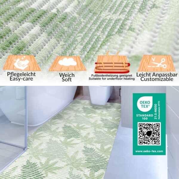 Weichschaummatte Badematte rutschfest Badvorleger Meterware Antirutschmatte Farn Blau/Braun/Grün 65cm Breite