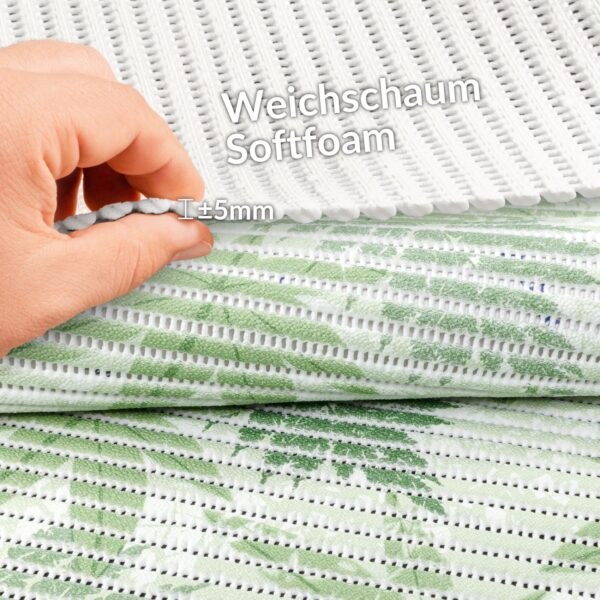 Weichschaummatte Badematte rutschfest Badvorleger Meterware Antirutschmatte Farn Blau/Braun/Grün 65cm Breite