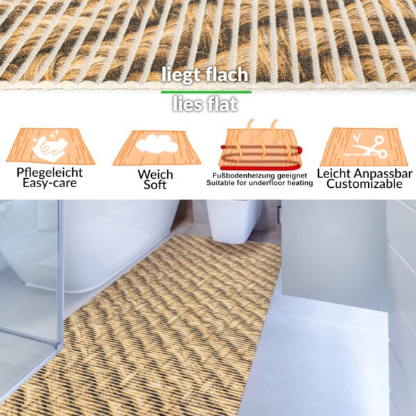 Badematte Weichschaummatte Badeteppich Geflecht Optik Beige 65cm Breite Badläufer