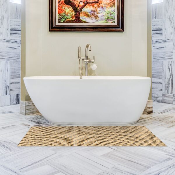 Badematte Weichschaummatte Badeteppich Geflecht Optik Beige 65cm Breite Badläufer