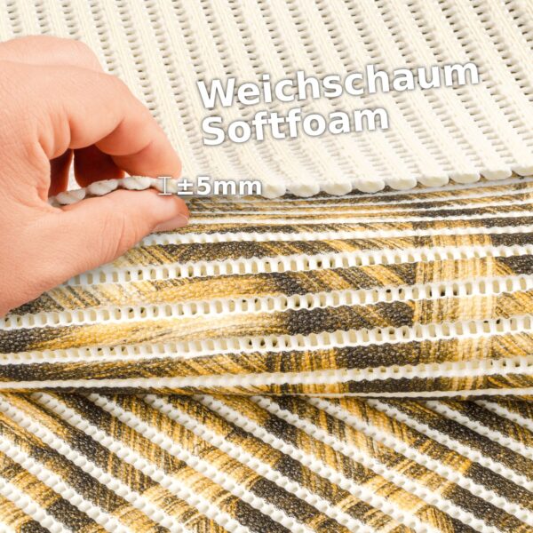 Badematte Weichschaummatte Badeteppich Geflecht Optik Beige 65cm Breite Badläufer