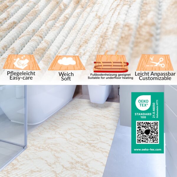 Weichschaummatte Badematte rutschfest Badvorleger Meterware Antirutschmatte Marmor Blau/Beige/Braun/Grau 65cm Breite