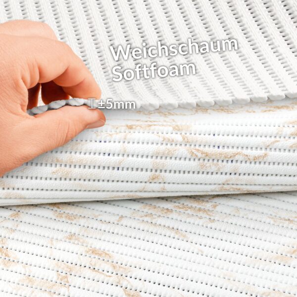 Weichschaummatte Badematte rutschfest Badvorleger Meterware Antirutschmatte Marmor Blau/Beige/Braun/Grau 65cm Breite